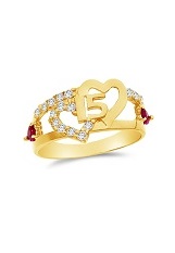 lovely cubic zirconia heart gold baby ring